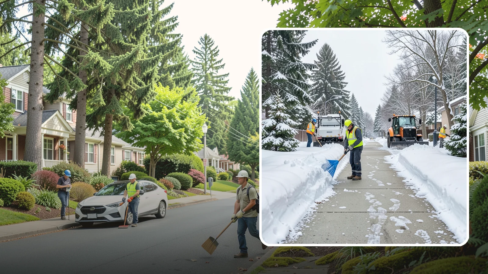 Hotel Sidewalk Clearing in Beaux Arts Village, King County, WA - Guest-entrance sidewalk clearing for Western Washington hotels, keeping arrival walks, luggage paths, and side entries clear...