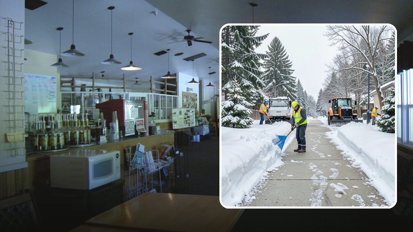 Hotel Sidewalk Clearing in Black Diamond, King County, WA - Guest-entrance sidewalk clearing for Western Washington hotels, keeping arrival walks, luggage paths, and side entries clear...