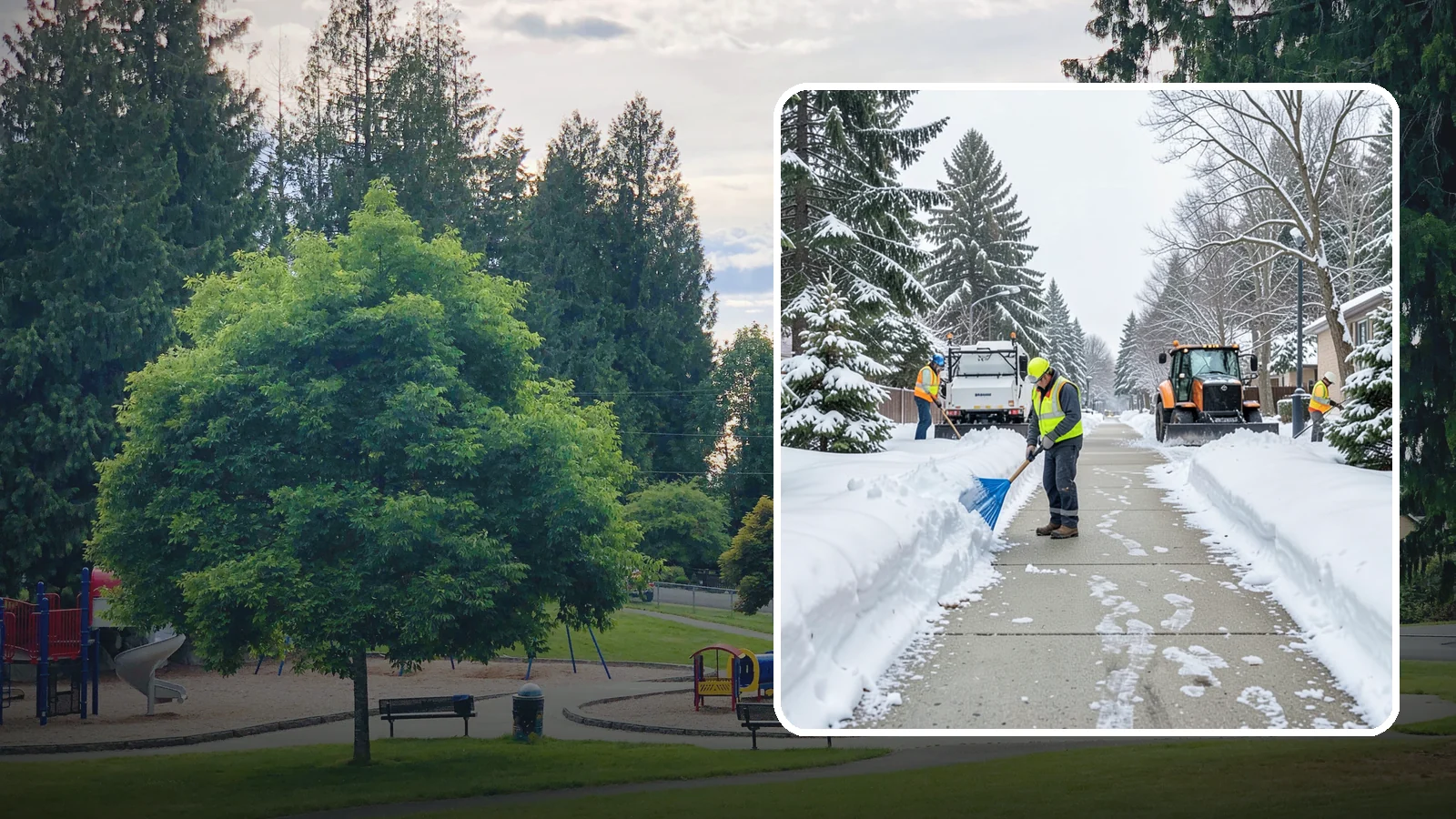 Hotel Sidewalk Clearing in Bonney Lake, Pierce County, WA - Guest-entrance sidewalk clearing for Western Washington hotels, keeping arrival walks, luggage paths, and side entries clear...