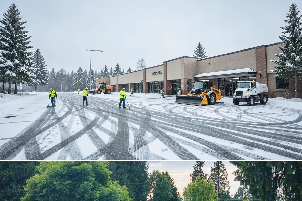 Hotel Sidewalk Clearing in Bonney Lake, Pierce County, WA - Hotel demand is steady from December through February, with overnight freezing drizzle posing the greatest risk to late-arriving...