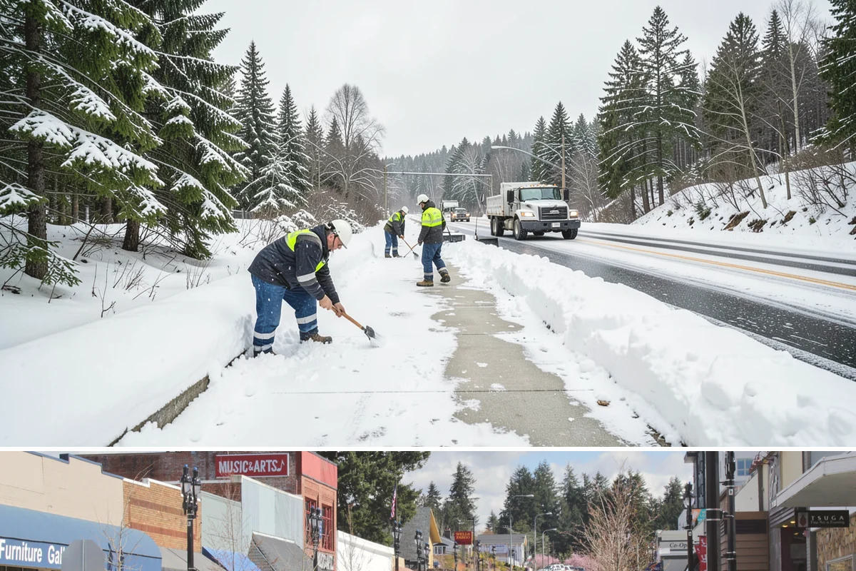 Hotel Sidewalk Clearing in Bothell, King County, WA - Hotel demand is steady from December through February, with overnight freezing drizzle posing the greatest risk to late-arriving...