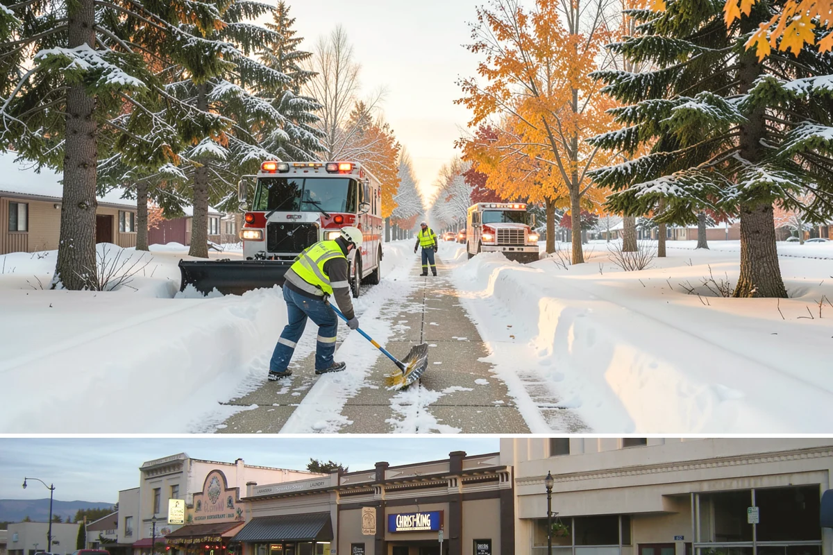 Hotel Sidewalk Clearing in Burlington, Skagit County, WA - Hotel demand is steady from December through February, with overnight freezing drizzle posing the greatest risk to late-arriving...