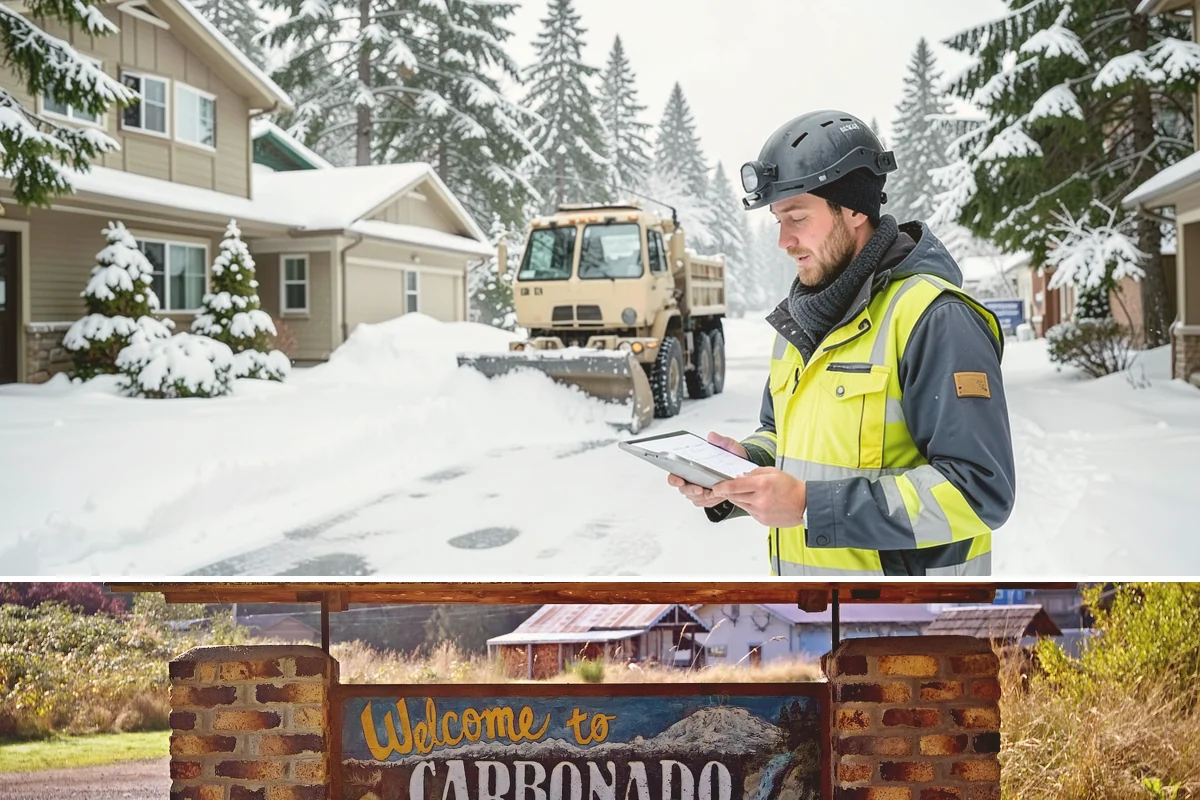 Hotel Sidewalk Clearing in Carbonado, Pierce County, WA - Hotel demand is steady from December through February, with overnight freezing drizzle posing the greatest risk to late-arriving...