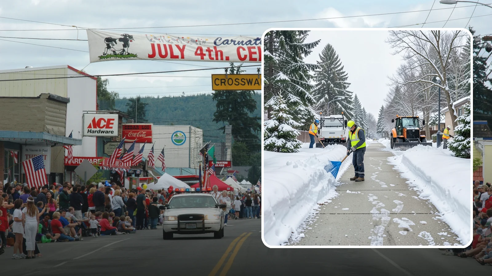 Hotel Sidewalk Clearing in Carnation, King County, WA - Guest-entrance sidewalk clearing for Western Washington hotels, keeping arrival walks, luggage paths, and side entries clear...