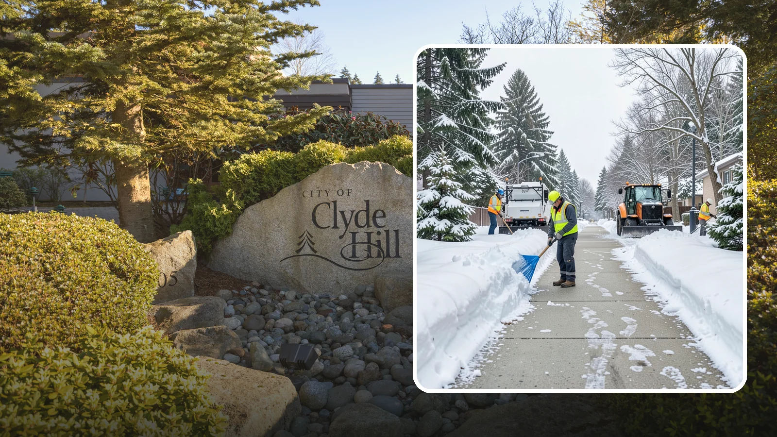 Hotel Sidewalk Clearing in Clyde Hill, King County, WA - Guest-entrance sidewalk clearing for Western Washington hotels, keeping arrival walks, luggage paths, and side entries clear...