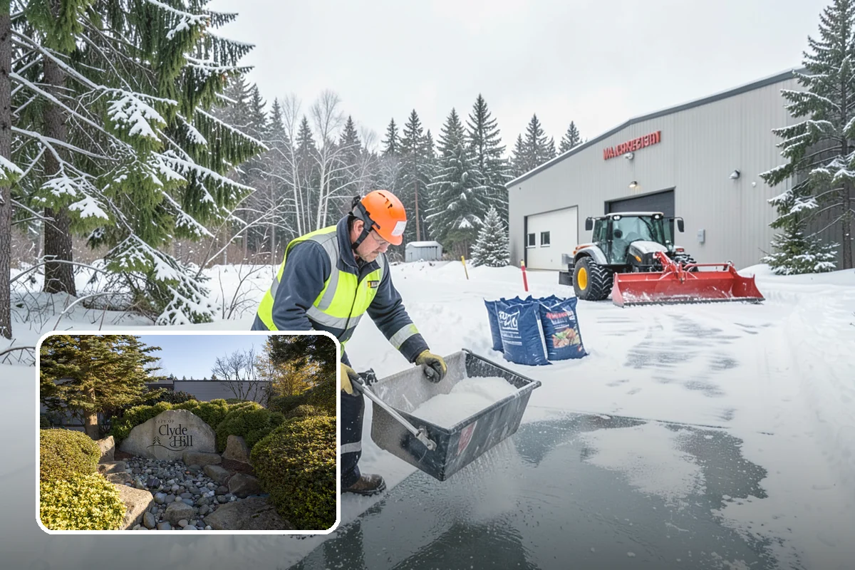 Hotel Sidewalk Clearing in Clyde Hill, King County, WA - Around-the-clock coverage matches 24-hour guest arrivals