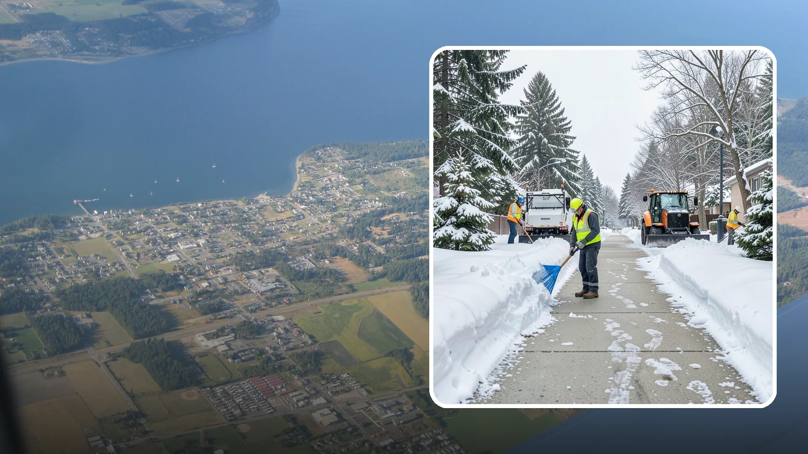 Hotel Sidewalk Clearing in Coupeville, Island County, WA - Guest-entrance sidewalk clearing for Western Washington hotels, keeping arrival walks, luggage paths, and side entries clear...