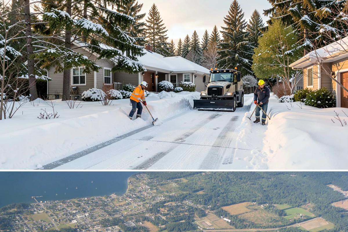 Hotel Sidewalk Clearing in Coupeville, Island County, WA - Hotel demand is steady from December through February, with overnight freezing drizzle posing the greatest risk to late-arriving...