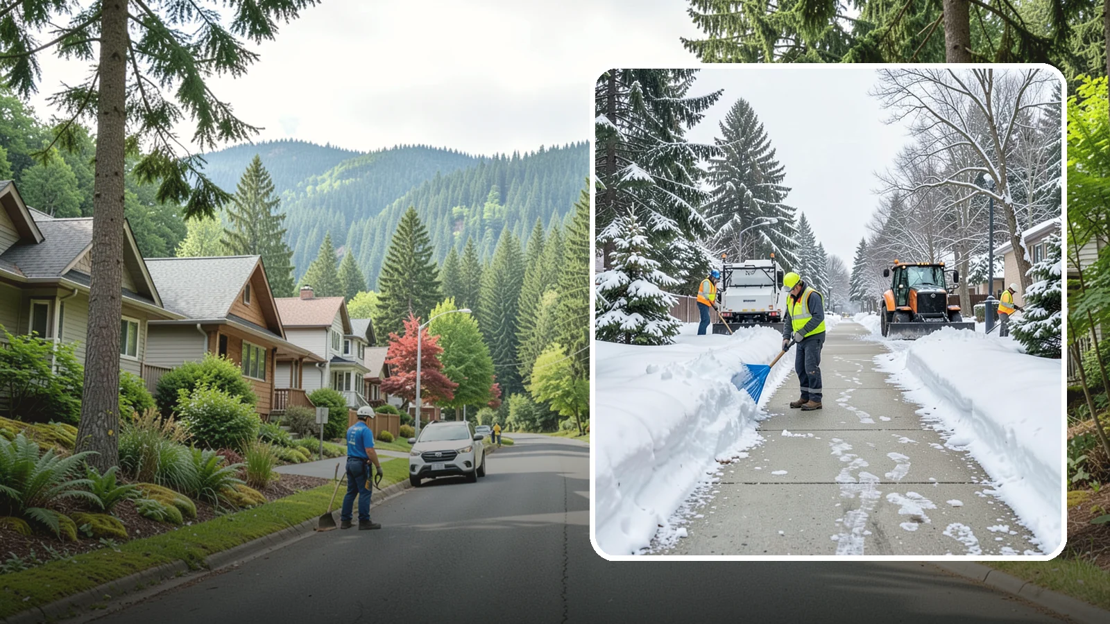 Hotel Sidewalk Clearing in Darrington, Snohomish County, WA - Guest-entrance sidewalk clearing for Western Washington hotels, keeping arrival walks, luggage paths, and side entries clear...