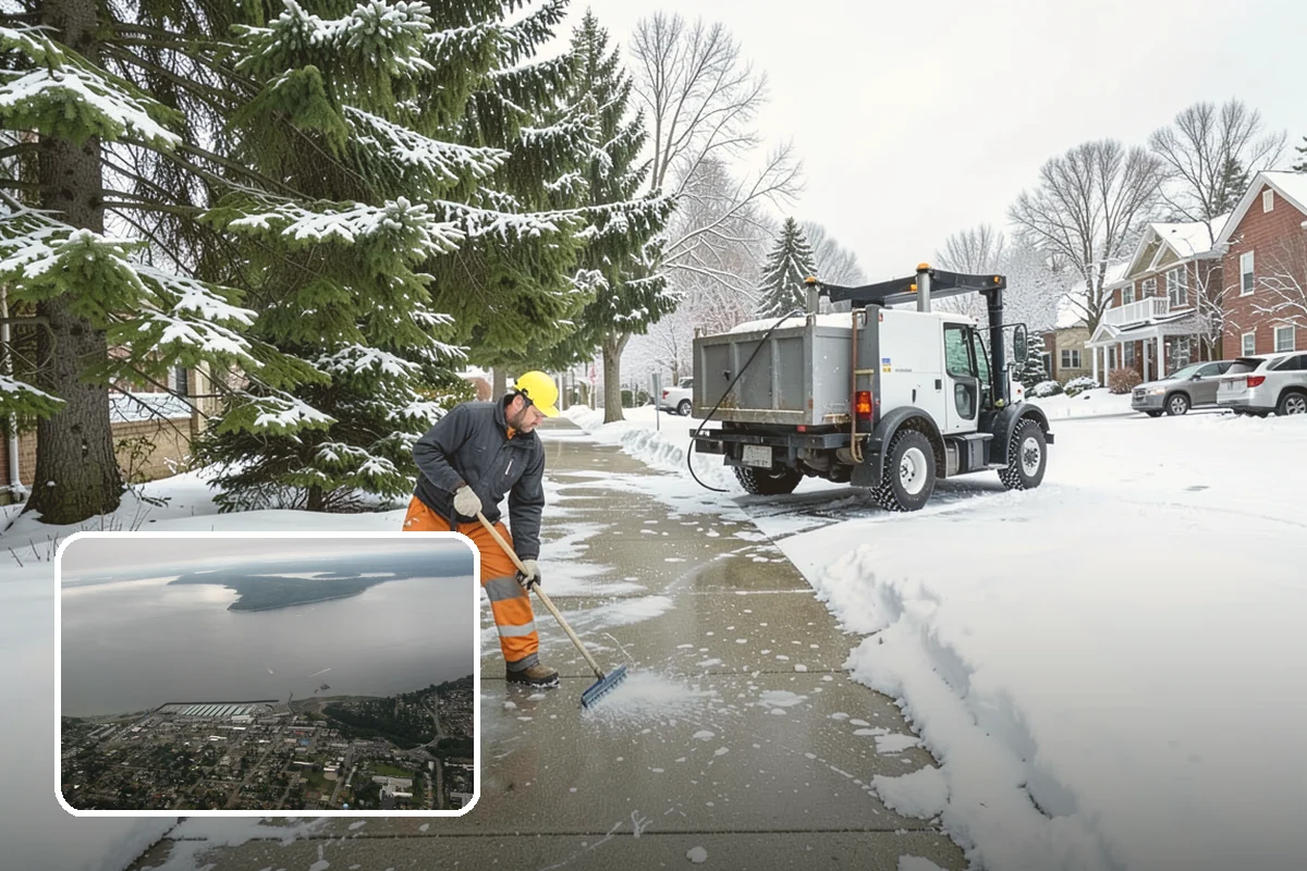 Hotel Sidewalk Clearing in Des Moines, King County, WA - Around-the-clock coverage matches 24-hour guest arrivals