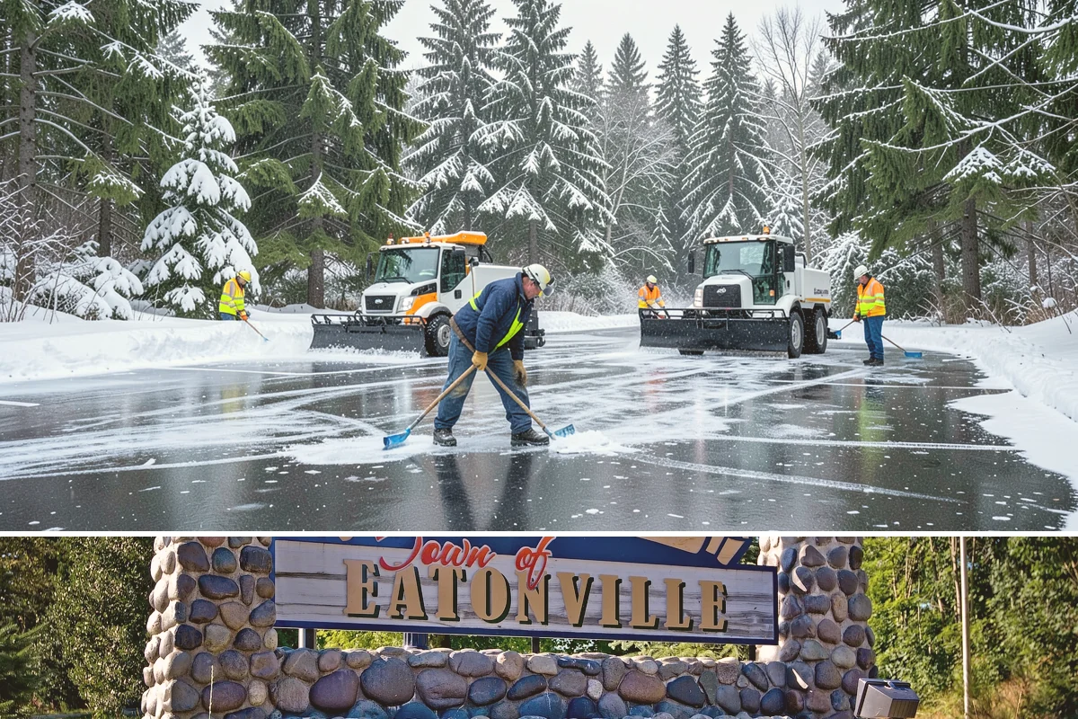 Hotel Sidewalk Clearing in Eatonville, Pierce County, WA - Hotel demand is steady from December through February, with overnight freezing drizzle posing the greatest risk to late-arriving...
