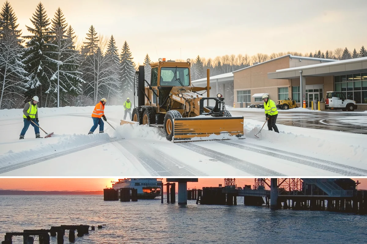 Hotel Sidewalk Clearing in Edmonds, Snohomish County, WA - Hotel demand is steady from December through February, with overnight freezing drizzle posing the greatest risk to late-arriving...