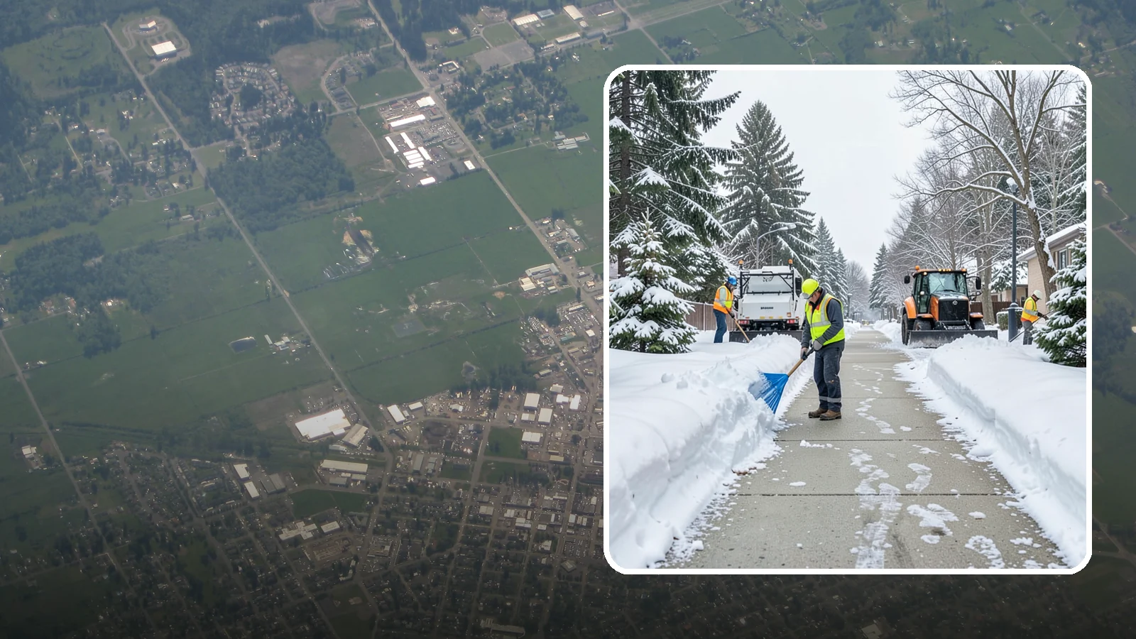 Hotel Sidewalk Clearing in Enumclaw, King County, WA - Guest-entrance sidewalk clearing for Western Washington hotels, keeping arrival walks, luggage paths, and side entries clear...