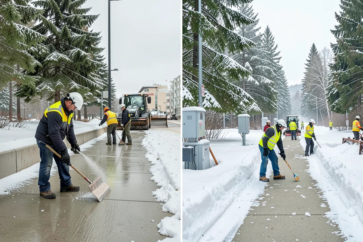 Hotel Sidewalk Clearing in Enumclaw, King County, WA - Clear the arrival canopy and check-in walk as top priority