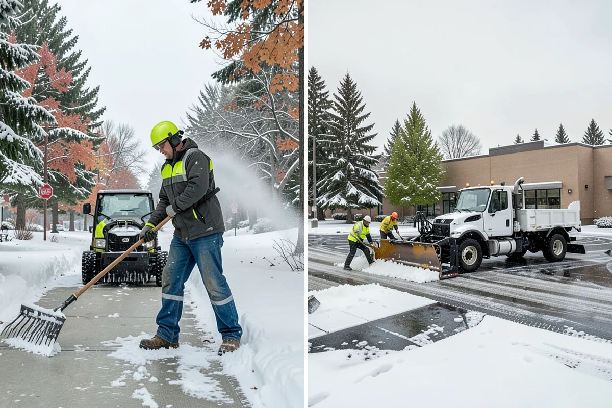 Hotel Sidewalk Clearing in Fircrest, Pierce County, WA - Clear the arrival canopy and check-in walk as top priority