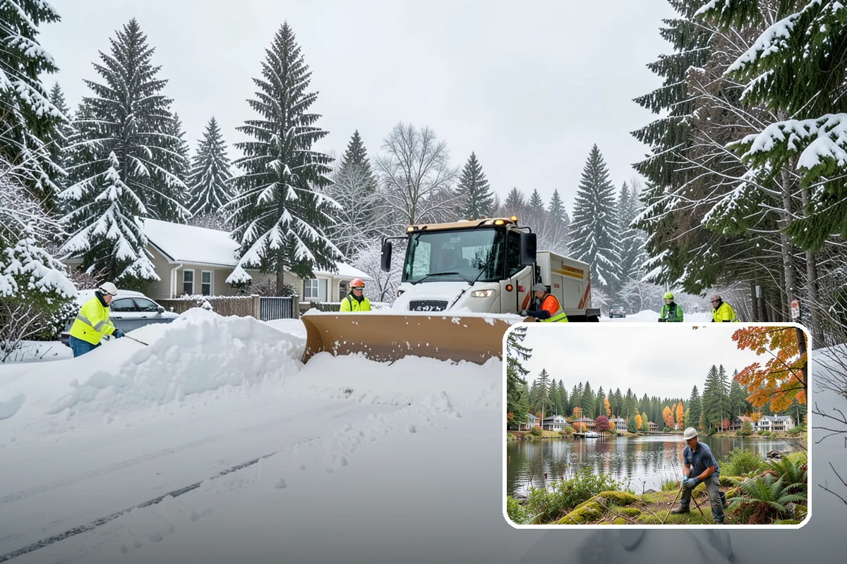 Hotel Sidewalk Clearing in La Conner, Skagit County, WA - Around-the-clock coverage matches 24-hour guest arrivals