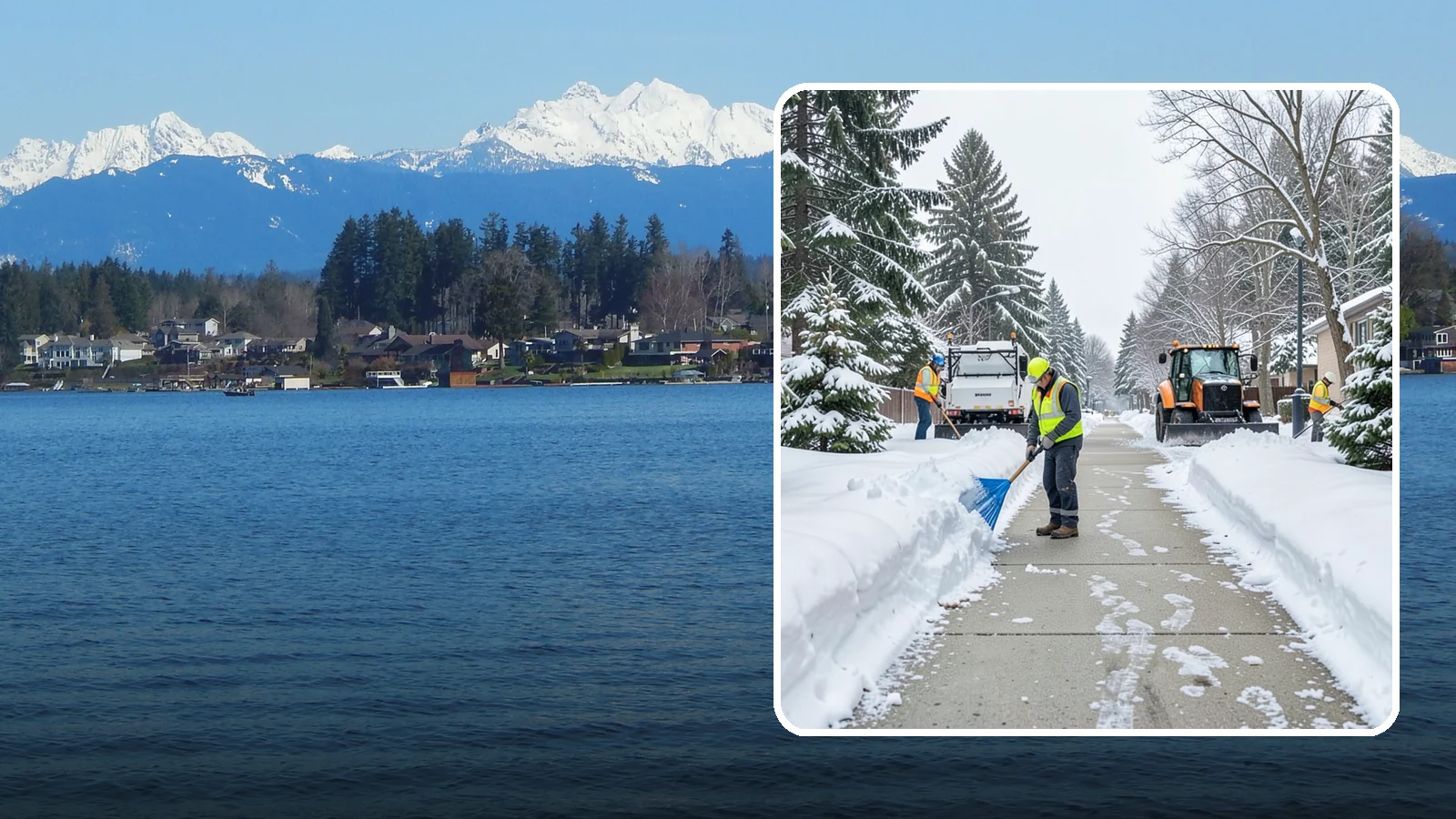 Hotel Sidewalk Clearing in Lake Stevens, Snohomish County, WA - Guest-entrance sidewalk clearing for Western Washington hotels, keeping arrival walks, luggage paths, and side entries clear...