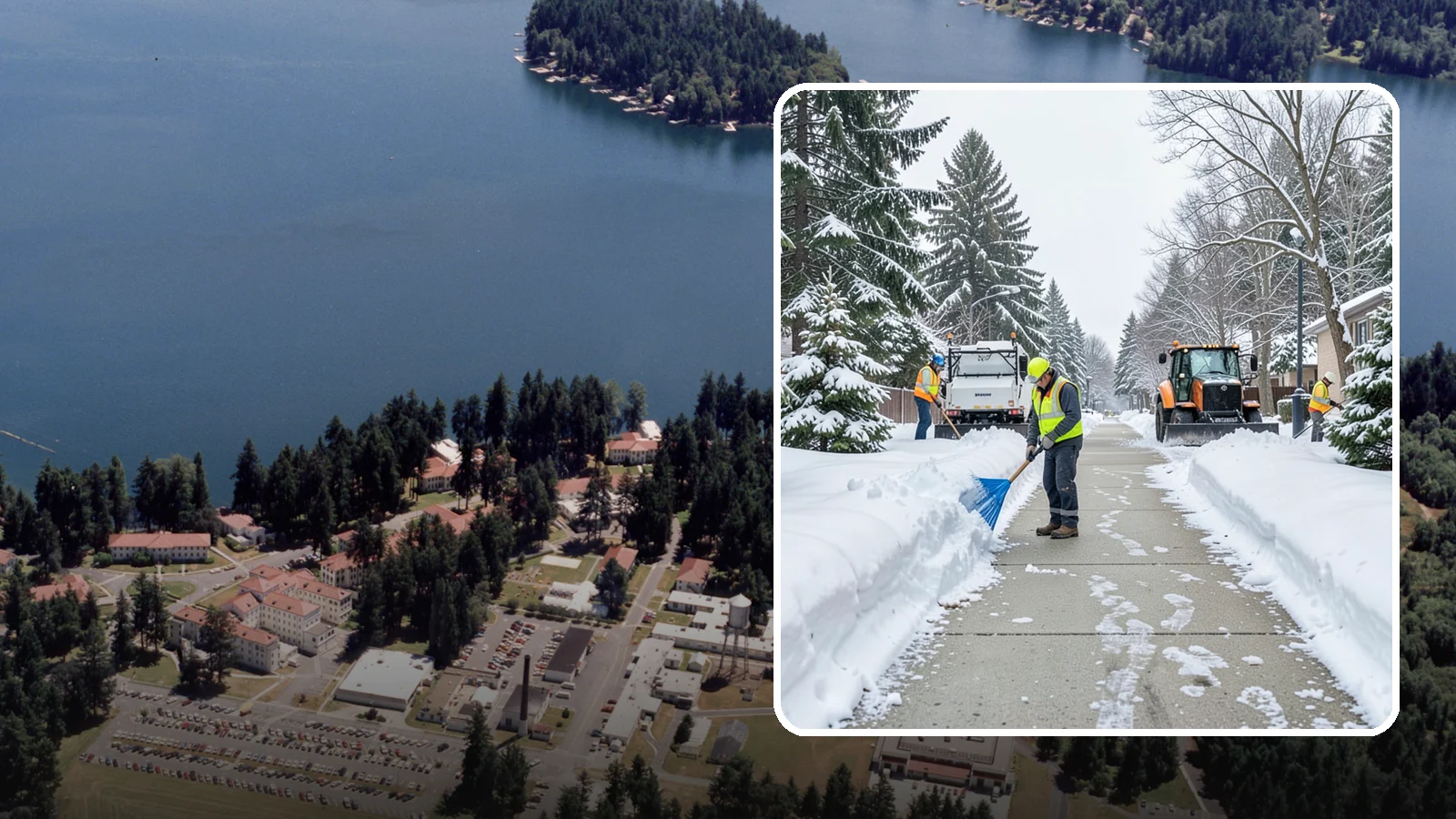 Hotel Sidewalk Clearing in Lakewood, Pierce County, WA - Guest-entrance sidewalk clearing for Western Washington hotels, keeping arrival walks, luggage paths, and side entries clear...
