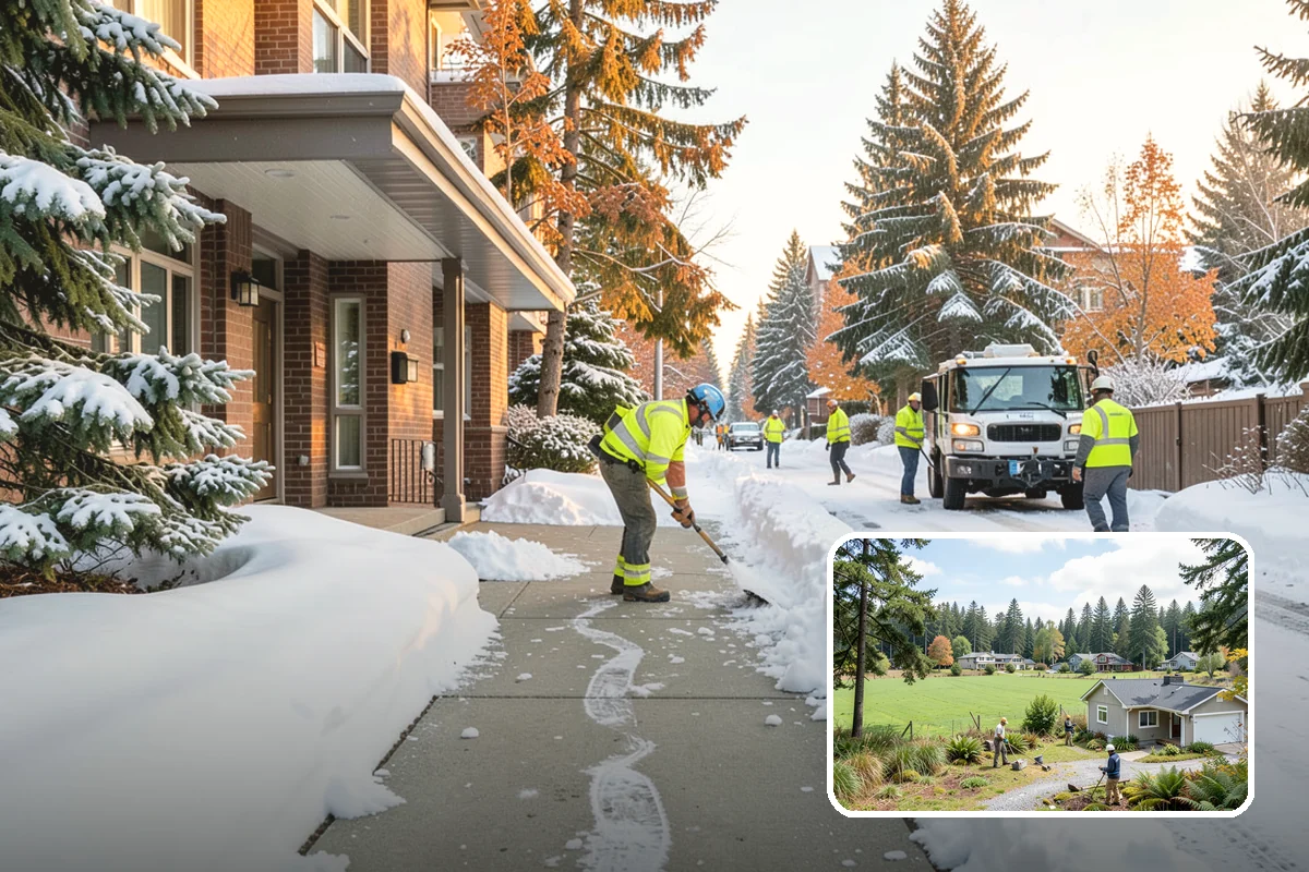 Hotel Sidewalk Clearing in Lyman, Skagit County, WA - Around-the-clock coverage matches 24-hour guest arrivals