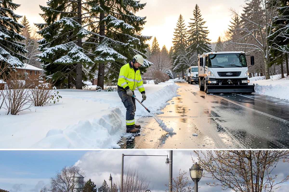Hotel Sidewalk Clearing in Marysville, Snohomish County, WA - Hotel demand is steady from December through February, with overnight freezing drizzle posing the greatest risk to late-arriving...