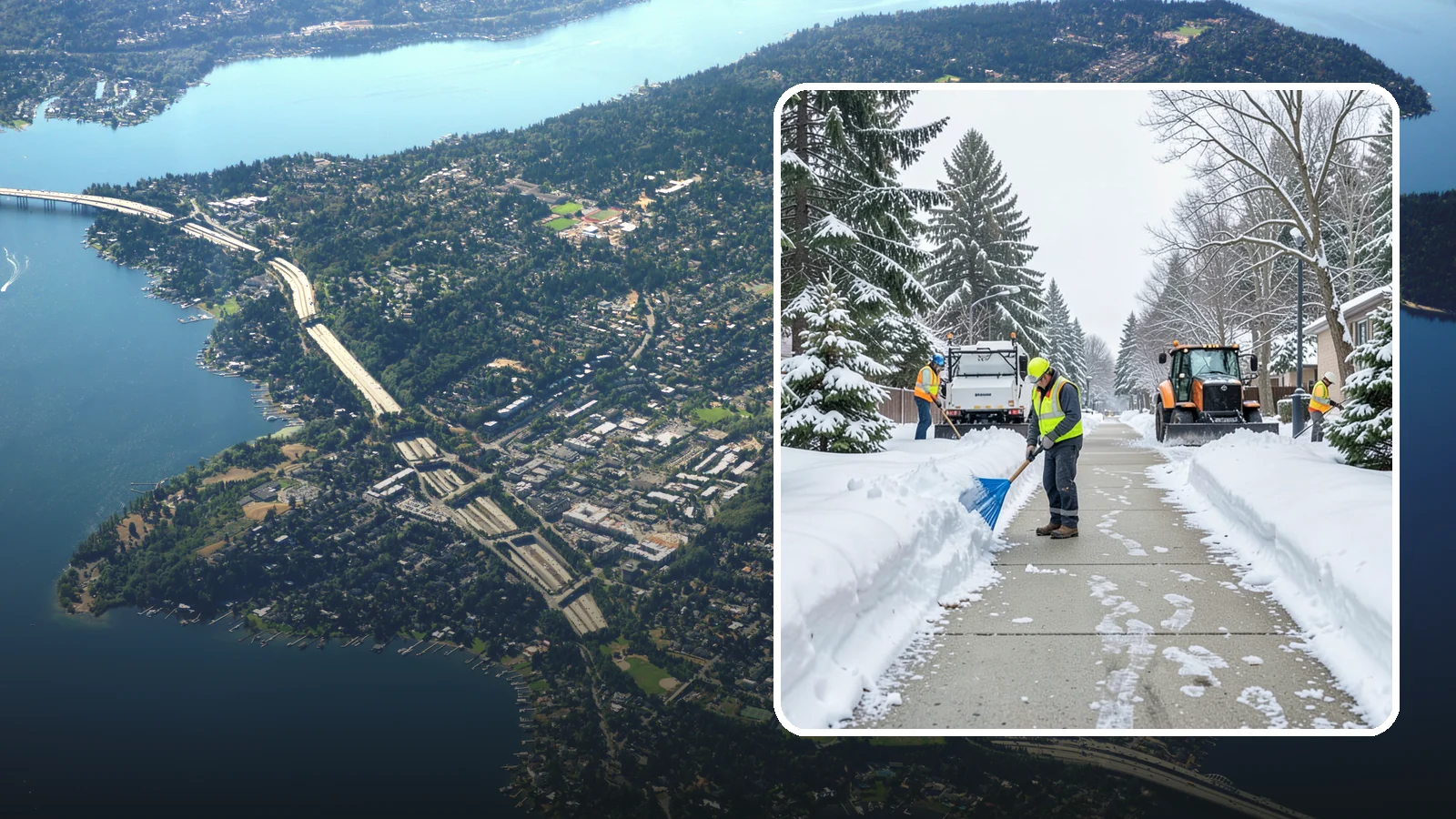 Hotel Sidewalk Clearing in Mercer Island, King County, WA - Guest-entrance sidewalk clearing for Western Washington hotels, keeping arrival walks, luggage paths, and side entries clear...