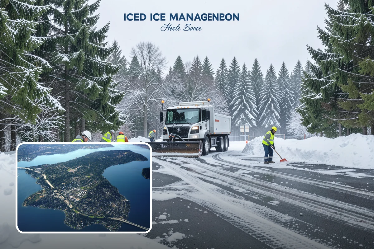 Hotel Sidewalk Clearing in Mercer Island, King County, WA - Around-the-clock coverage matches 24-hour guest arrivals