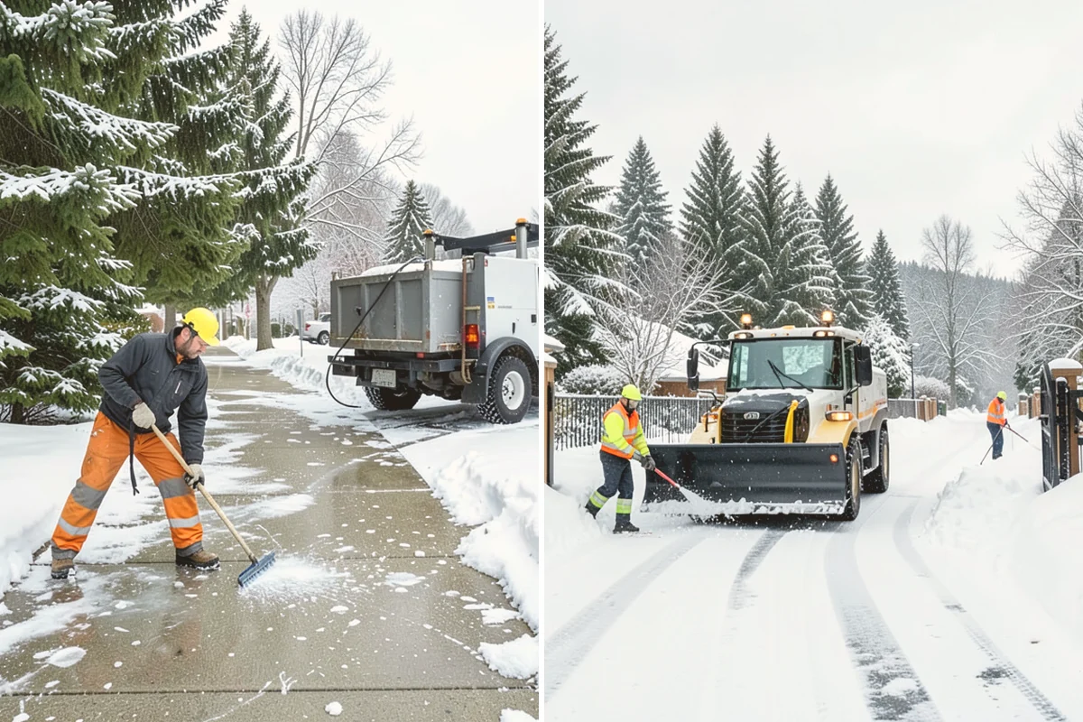 Hotel Sidewalk Clearing in Milton, King County, WA - Clear the arrival canopy and check-in walk as top priority
