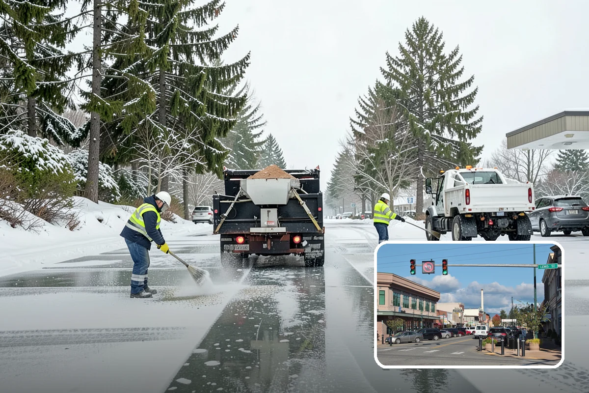 Hotel Sidewalk Clearing in Monroe, Snohomish County, WA - Around-the-clock coverage matches 24-hour guest arrivals