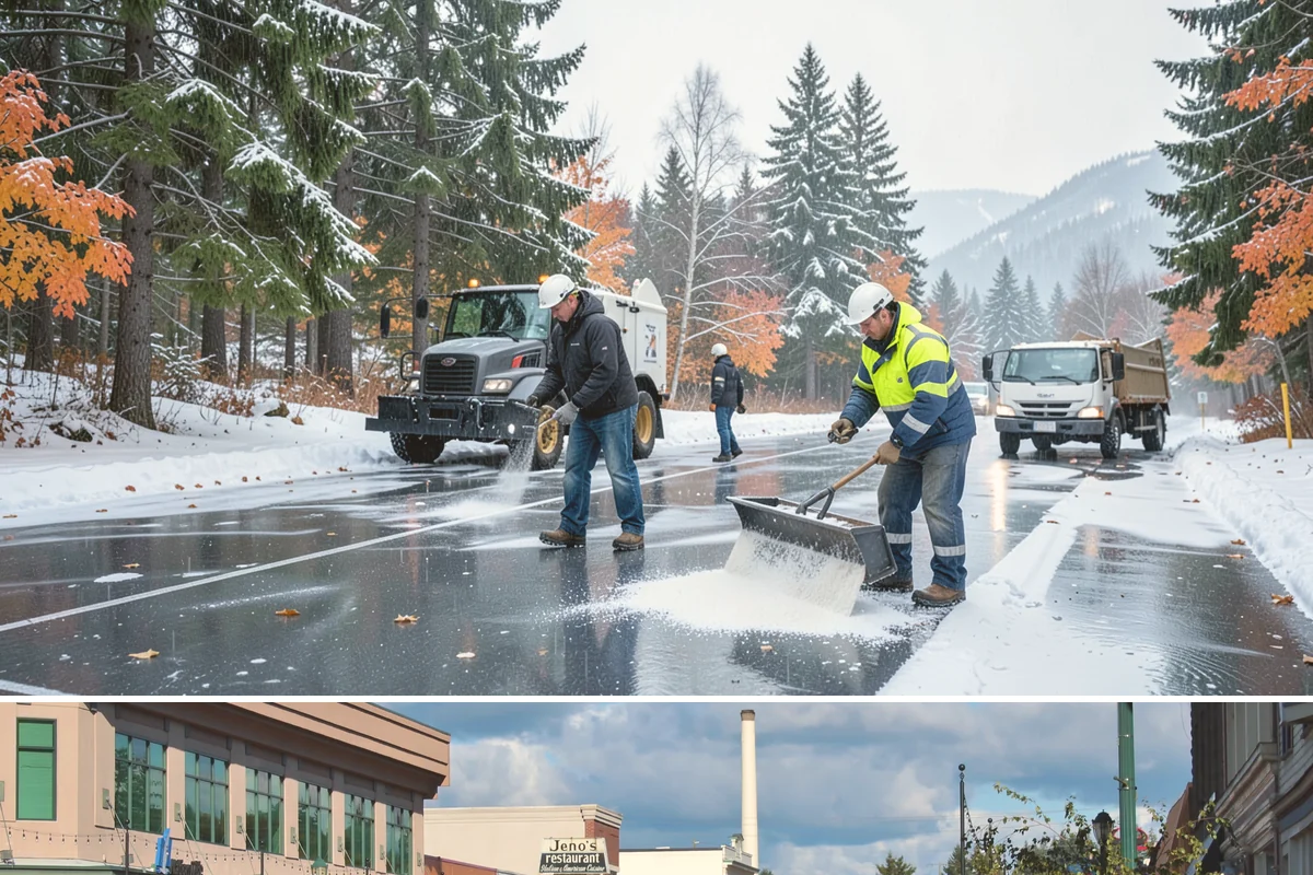 Hotel Sidewalk Clearing in Monroe, Snohomish County, WA - Hotel demand is steady from December through February, with overnight freezing drizzle posing the greatest risk to late-arriving...