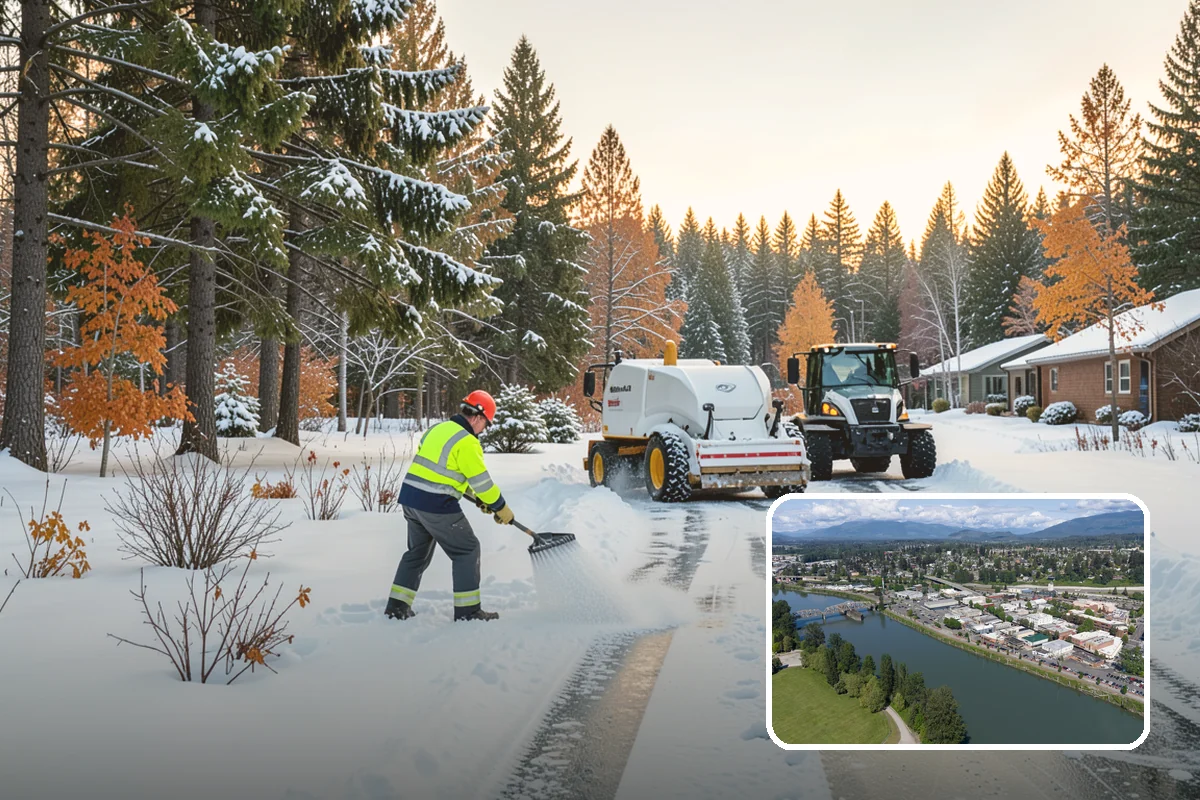 Hotel Sidewalk Clearing in Mount Vernon, Skagit County, WA - Around-the-clock coverage matches 24-hour guest arrivals