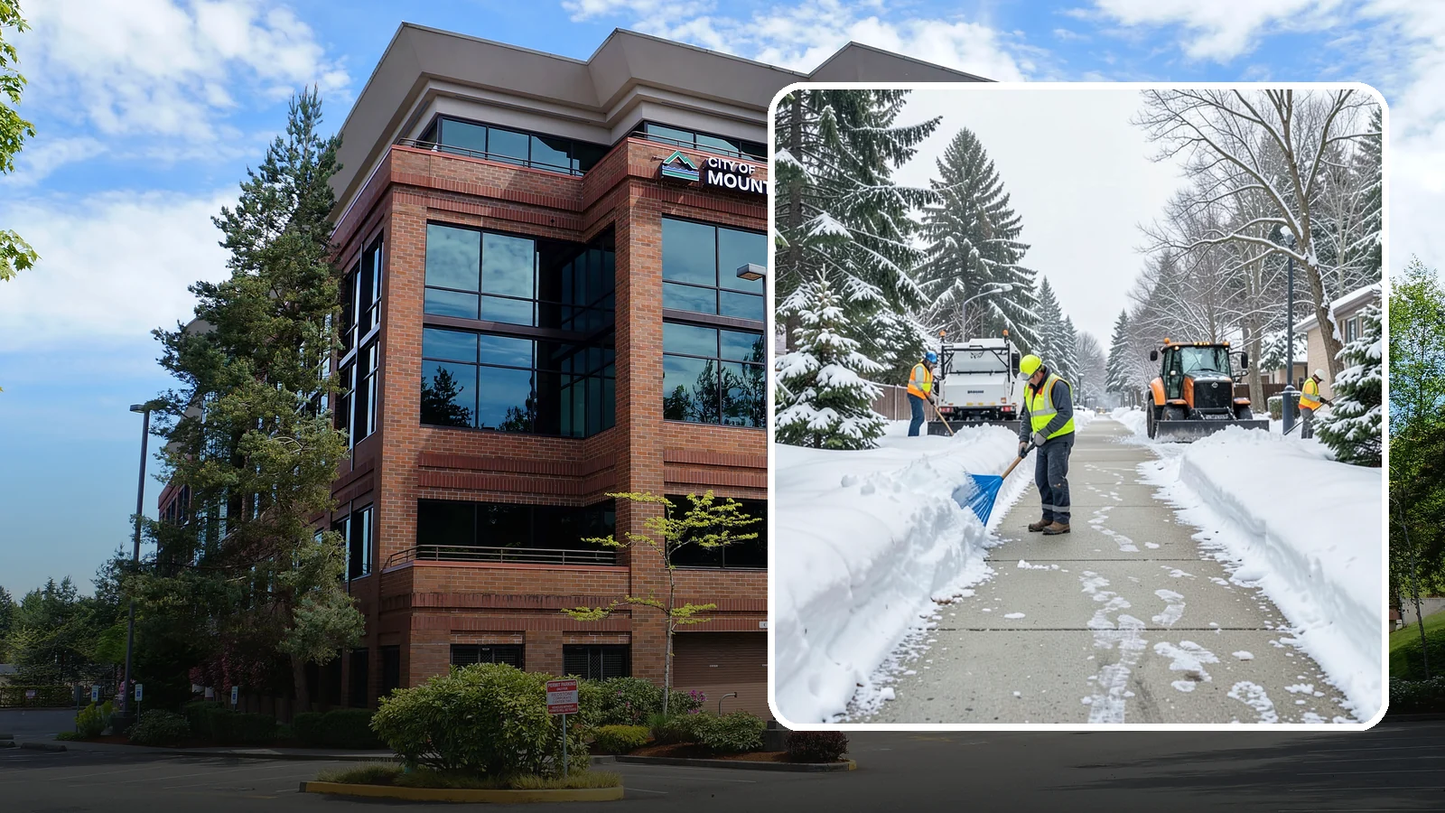 Hotel Sidewalk Clearing in Mountlake Terrace, Snohomish County, WA - Guest-entrance sidewalk clearing for Western Washington hotels, keeping arrival walks, luggage paths, and side entries clear...