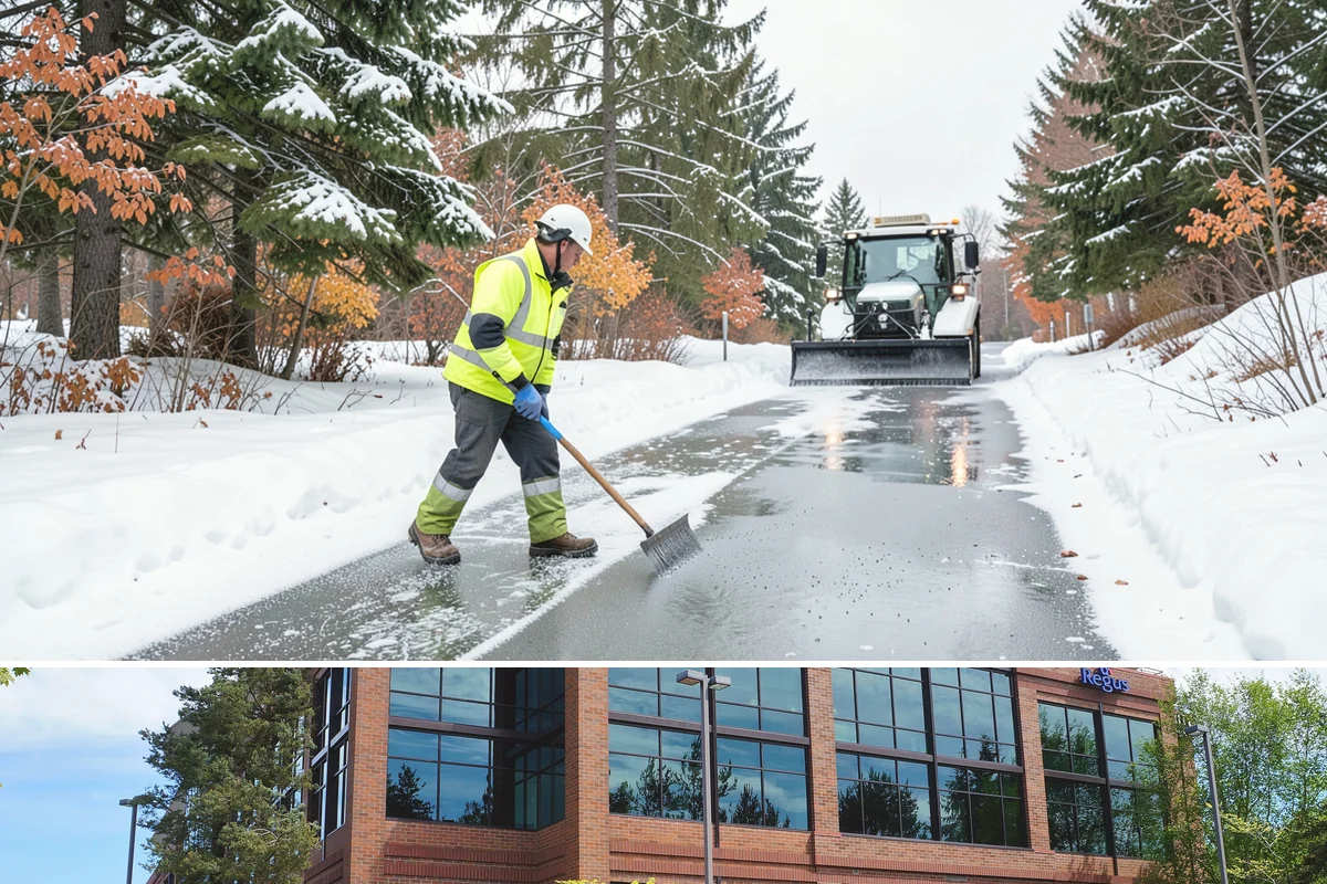 Hotel Sidewalk Clearing in Mountlake Terrace, Snohomish County, WA - Hotel demand is steady from December through February, with overnight freezing drizzle posing the greatest risk to late-arriving...