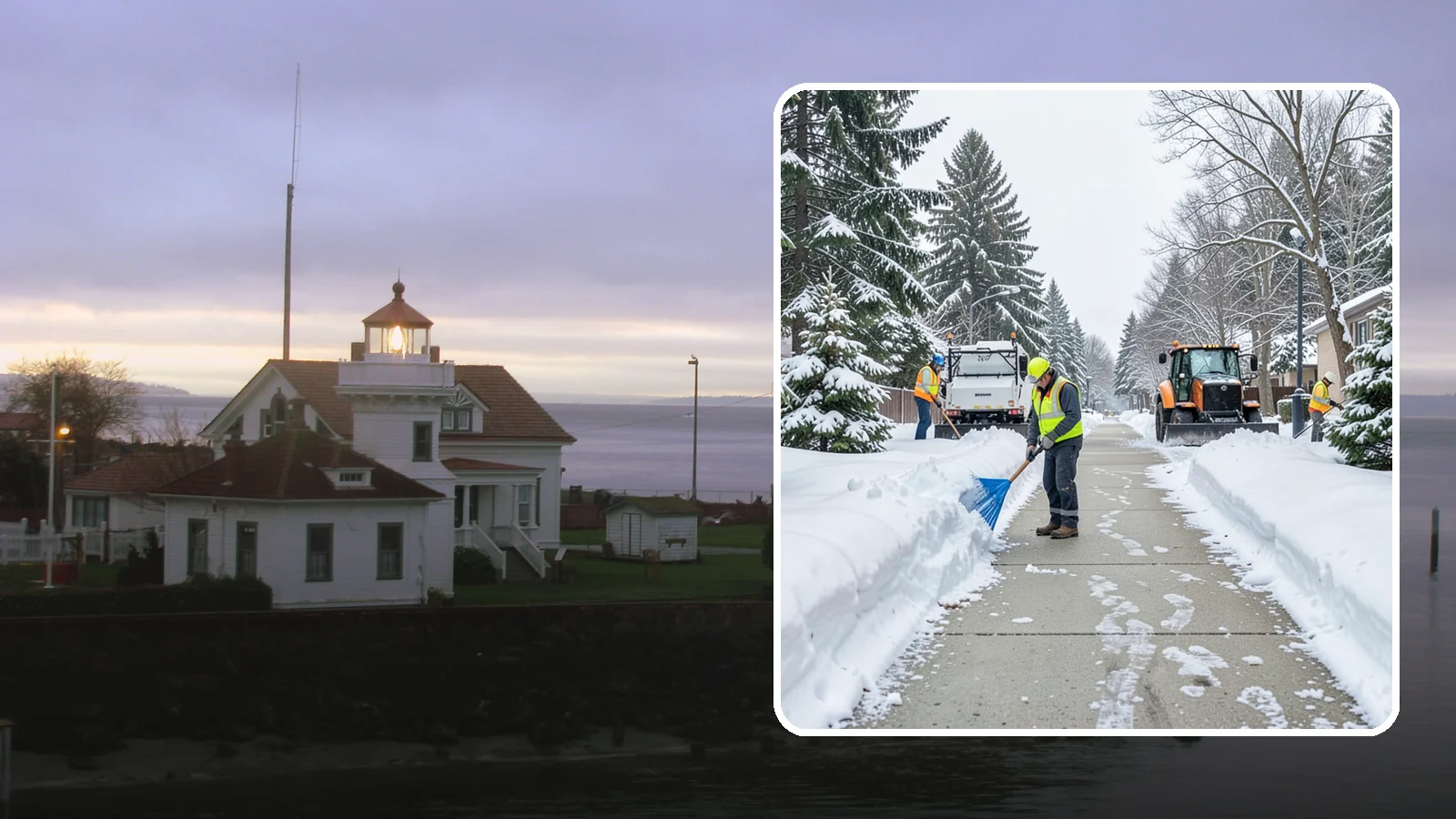 Hotel Sidewalk Clearing in Mukilteo, Snohomish County, WA - Guest-entrance sidewalk clearing for Western Washington hotels, keeping arrival walks, luggage paths, and side entries clear...