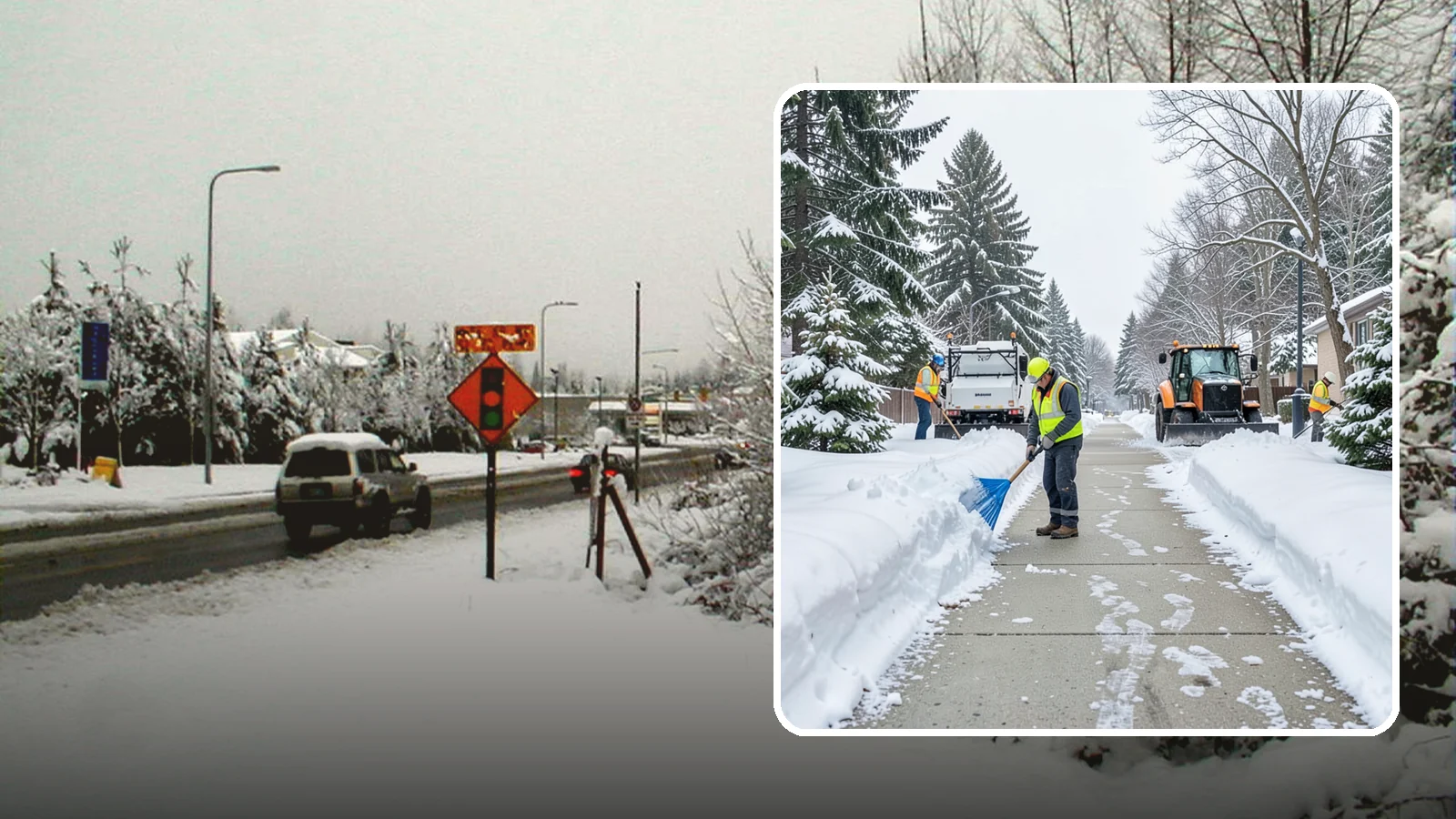 Hotel Sidewalk Clearing in Newcastle, King County, WA - Guest-entrance sidewalk clearing for Western Washington hotels, keeping arrival walks, luggage paths, and side entries clear...