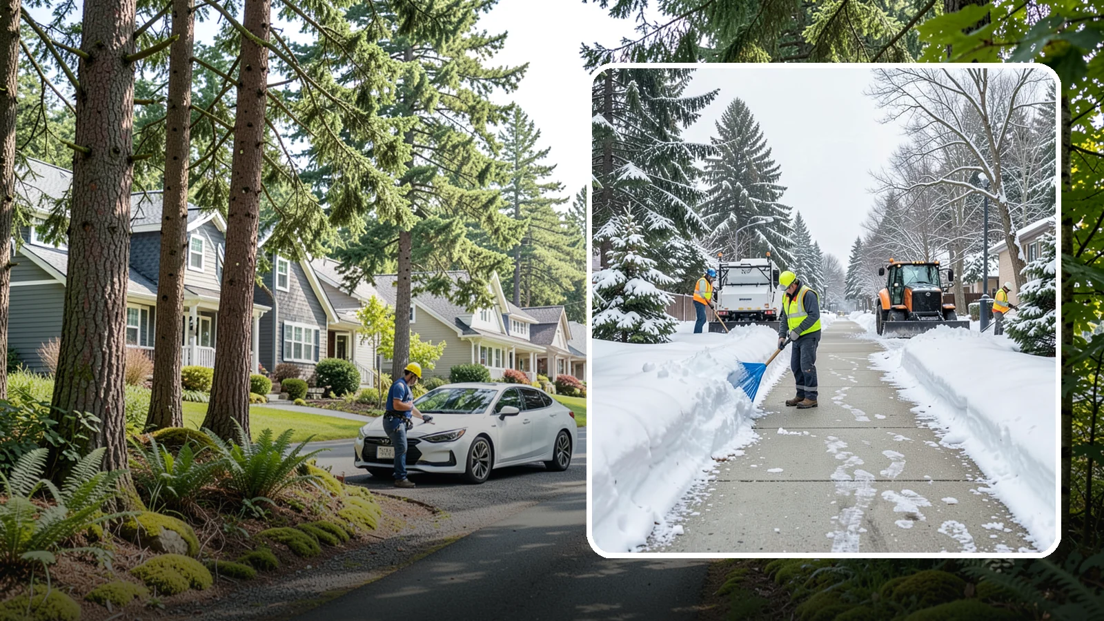 Hotel Sidewalk Clearing in Normandy Park, King County, WA - Guest-entrance sidewalk clearing for Western Washington hotels, keeping arrival walks, luggage paths, and side entries clear...