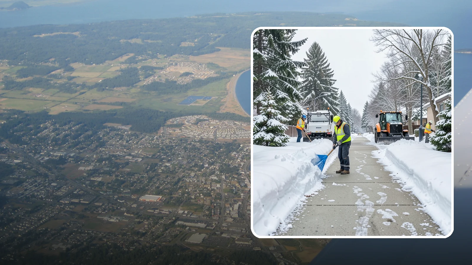 Hotel Sidewalk Clearing in Oak Harbor, Island County, WA - Guest-entrance sidewalk clearing for Western Washington hotels, keeping arrival walks, luggage paths, and side entries clear...