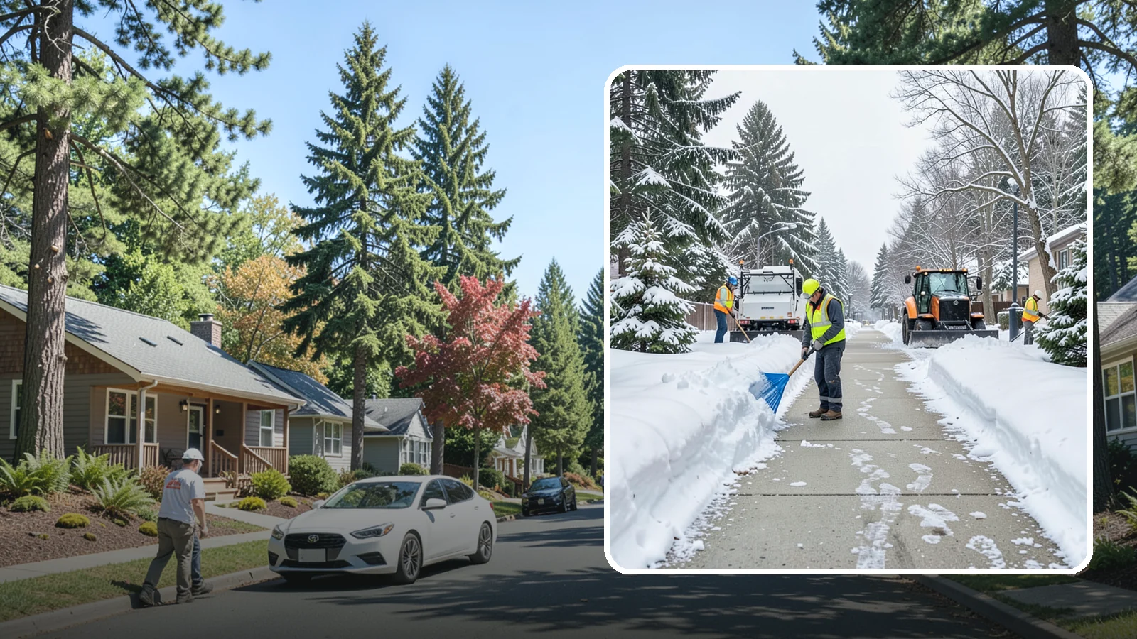 Hotel Sidewalk Clearing in Orting, Pierce County, WA - Guest-entrance sidewalk clearing for Western Washington hotels, keeping arrival walks, luggage paths, and side entries clear...