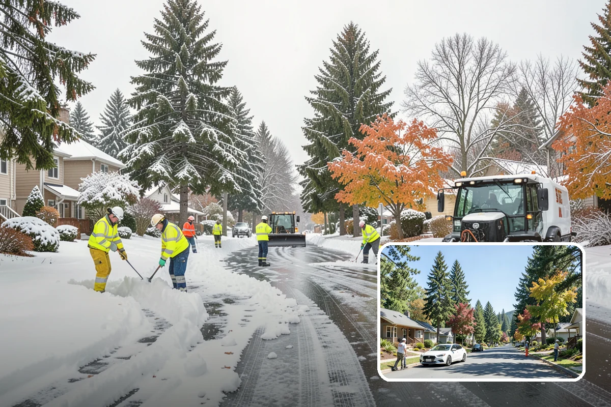 Hotel Sidewalk Clearing in Orting, Pierce County, WA - Around-the-clock coverage matches 24-hour guest arrivals