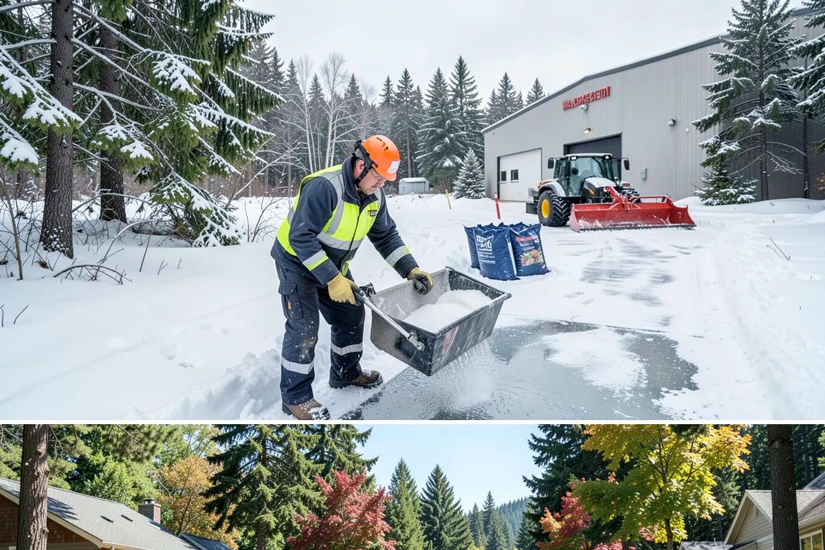 Hotel Sidewalk Clearing in Orting, Pierce County, WA - Hotel demand is steady from December through February, with overnight freezing drizzle posing the greatest risk to late-arriving...