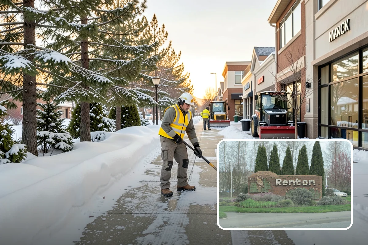 Hotel Sidewalk Clearing in Renton, King County, WA - Around-the-clock coverage matches 24-hour guest arrivals