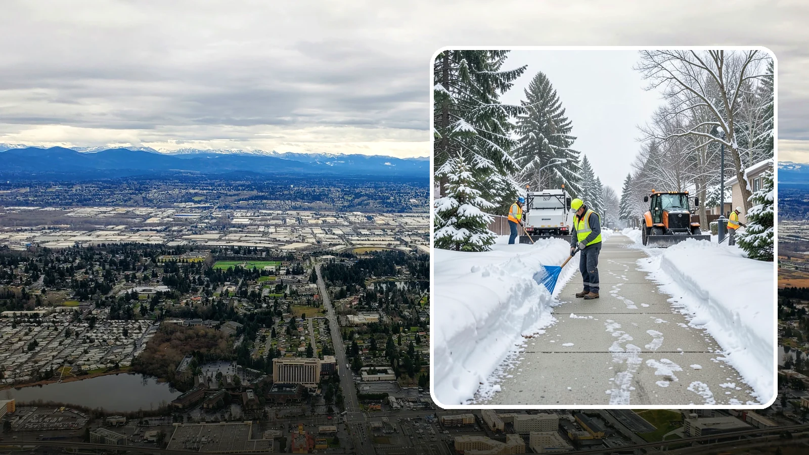 Hotel Sidewalk Clearing in SeaTac, King County, WA - Guest-entrance sidewalk clearing for Western Washington hotels, keeping arrival walks, luggage paths, and side entries clear...