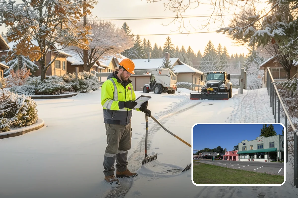 Hotel Sidewalk Clearing in Snoqualmie, King County, WA - Around-the-clock coverage matches 24-hour guest arrivals