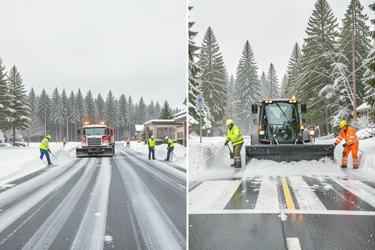 Hotel Sidewalk Clearing in Stanwood, Snohomish County, WA - Clear the arrival canopy and check-in walk as top priority