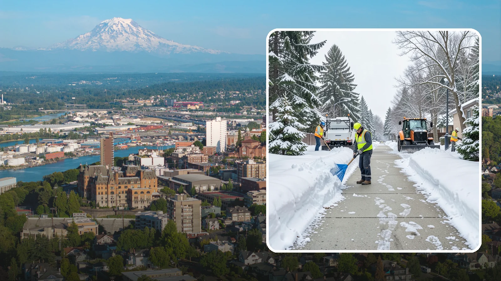 Hotel Sidewalk Clearing in Tacoma, Pierce County, WA - Guest-entrance sidewalk clearing for Western Washington hotels, keeping arrival walks, luggage paths, and side entries clear...