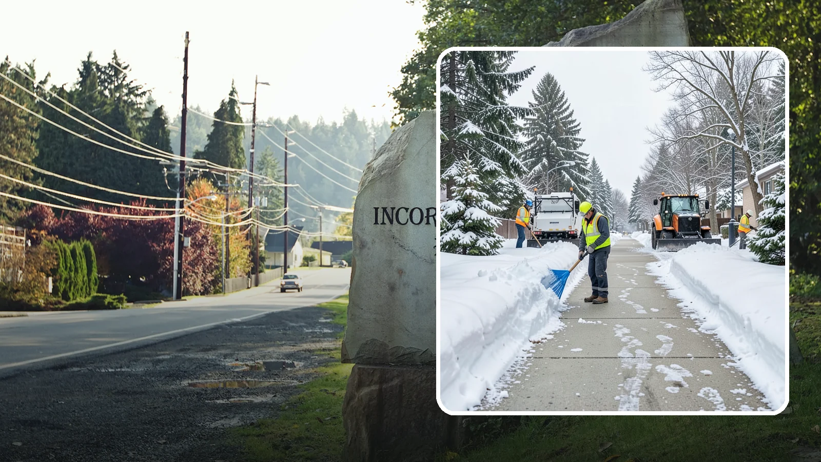 Hotel Sidewalk Clearing in Wilkeson, Pierce County, WA - Guest-entrance sidewalk clearing for Western Washington hotels, keeping arrival walks, luggage paths, and side entries clear...