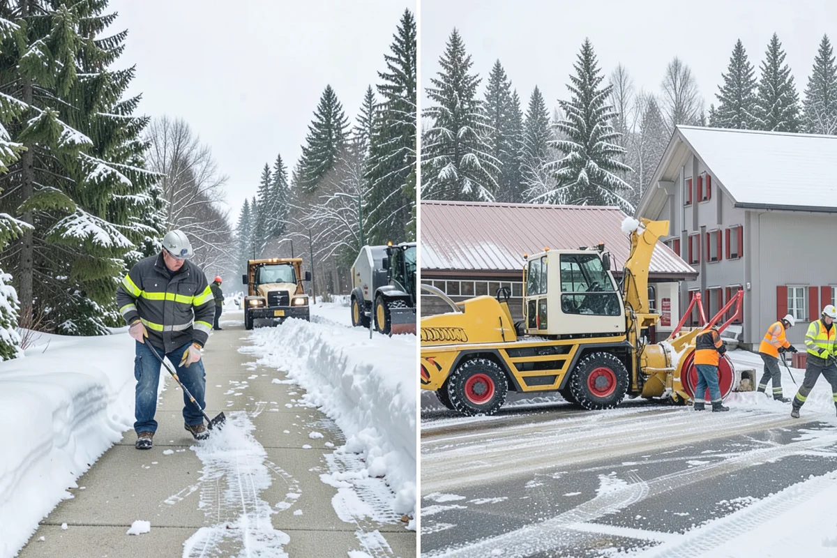 Hotel Sidewalk Clearing in Wilkeson, Pierce County, WA - Clear the arrival canopy and check-in walk as top priority