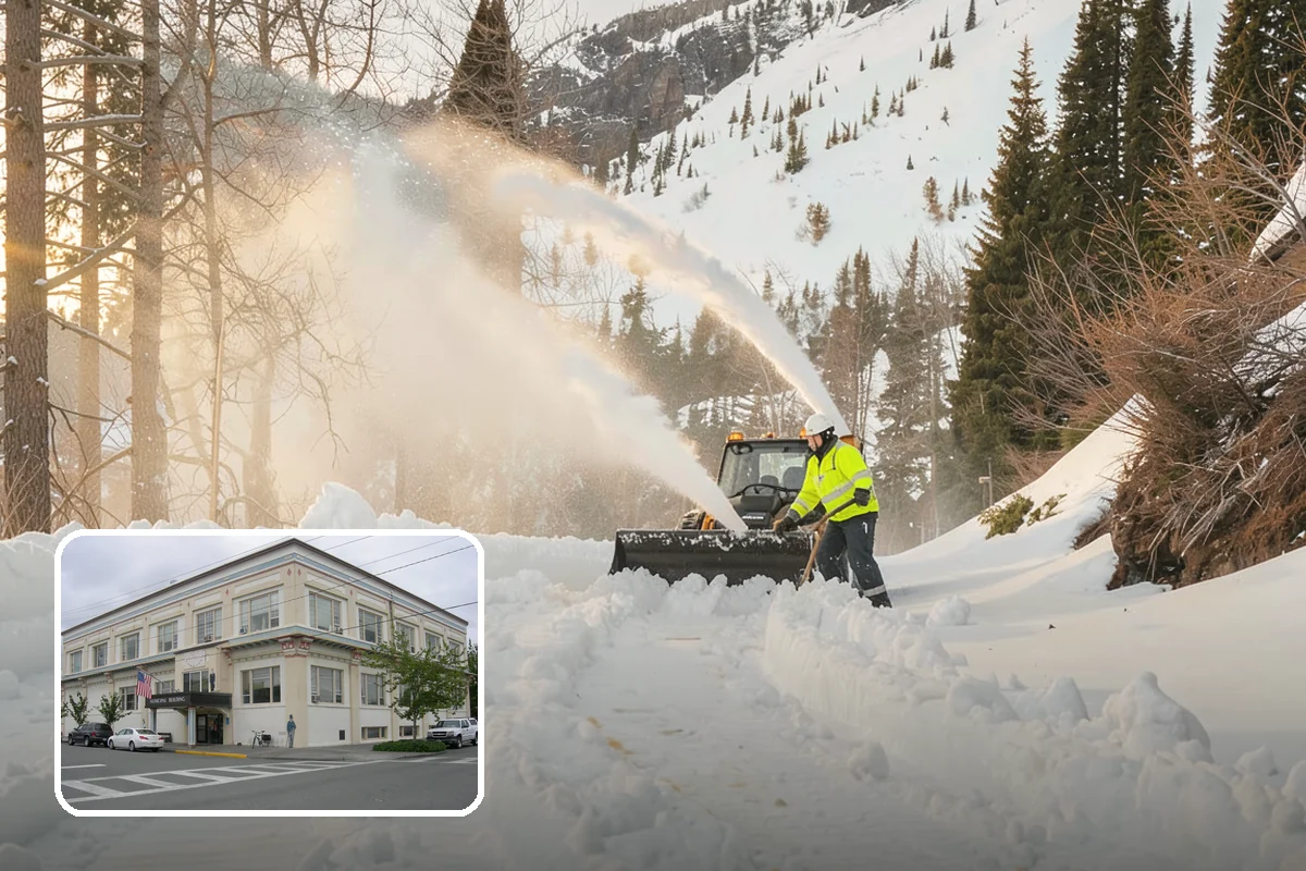 Hotel Snow Plowing in Anacortes, Skagit County, WA - Porte-cochere and guest lot cleared on a 24-hour basis