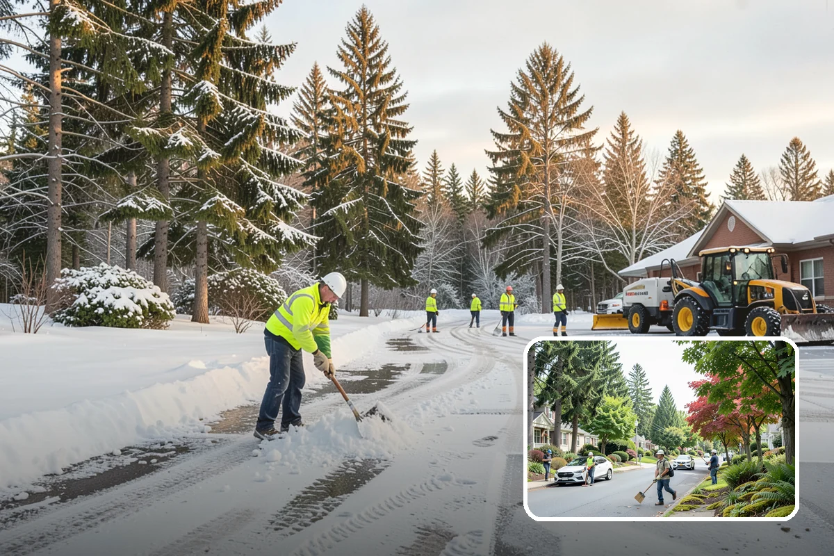 Hotel Snow Plowing in Beaux Arts Village, King County, WA - Porte-cochere and guest lot cleared on a 24-hour basis