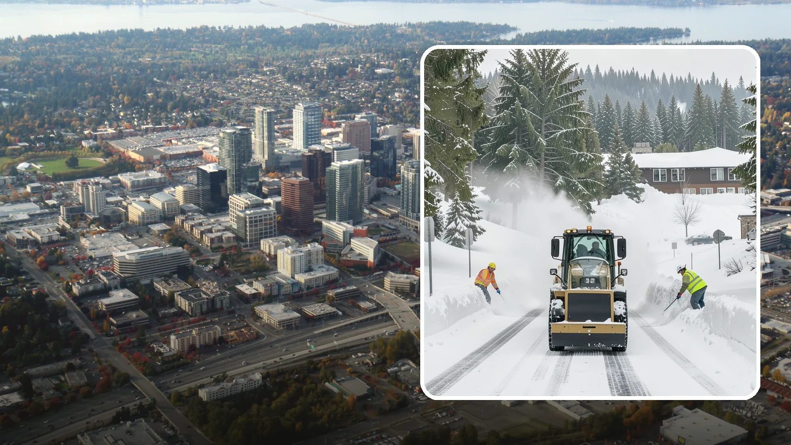 Hotel Snow Plowing in Bellevue, King County, WA - We plow hotel lots, the porte-cochere, and guest entrances around the clock so arriving travelers always find safe access.