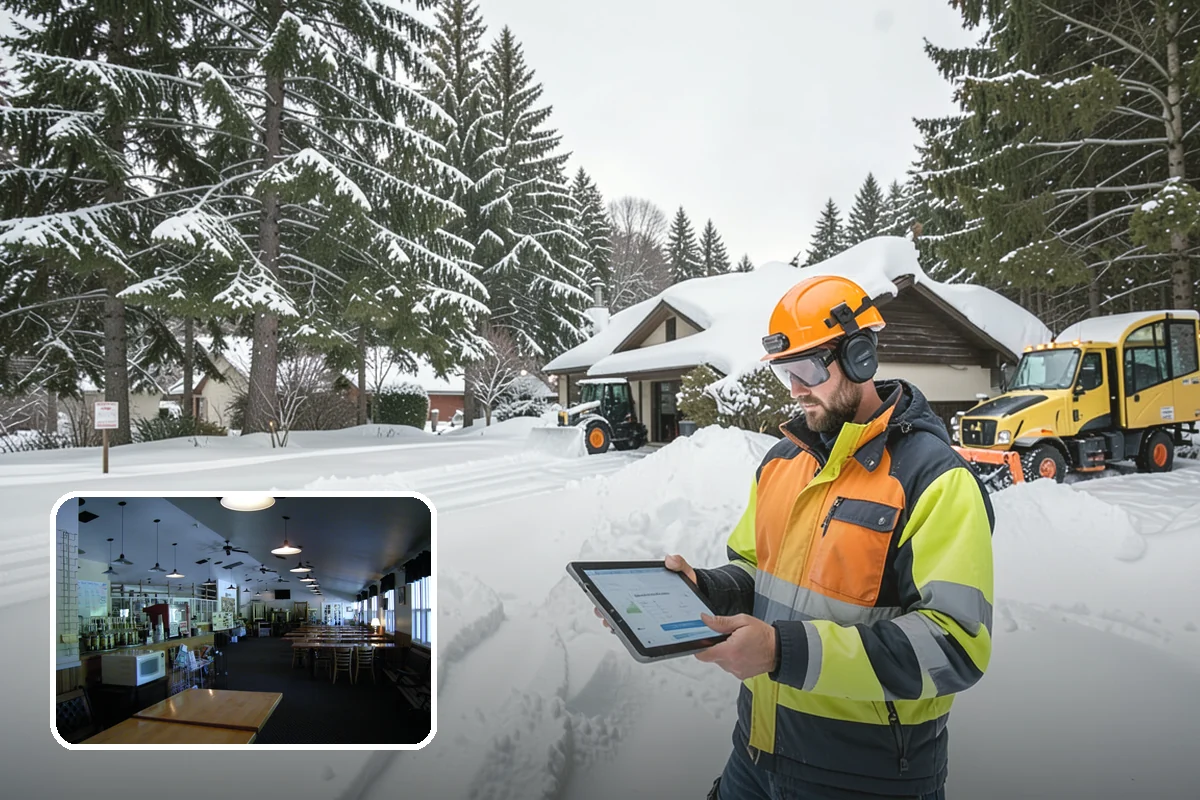 Hotel Snow Plowing in Black Diamond, King County, WA - Porte-cochere and guest lot cleared on a 24-hour basis
